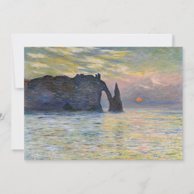 Convites Monet - Manneport, Cliff em Etretat, Sunset (Frente)