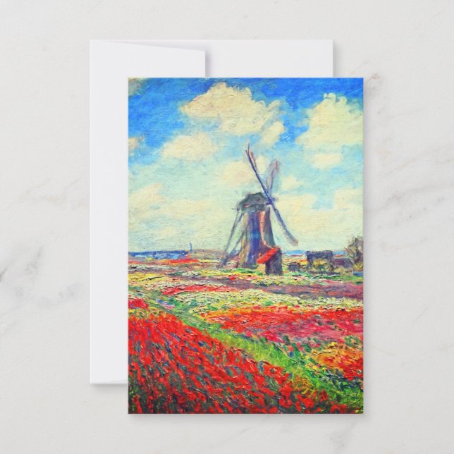 Convites Monet Tulips Windmill (Frente)