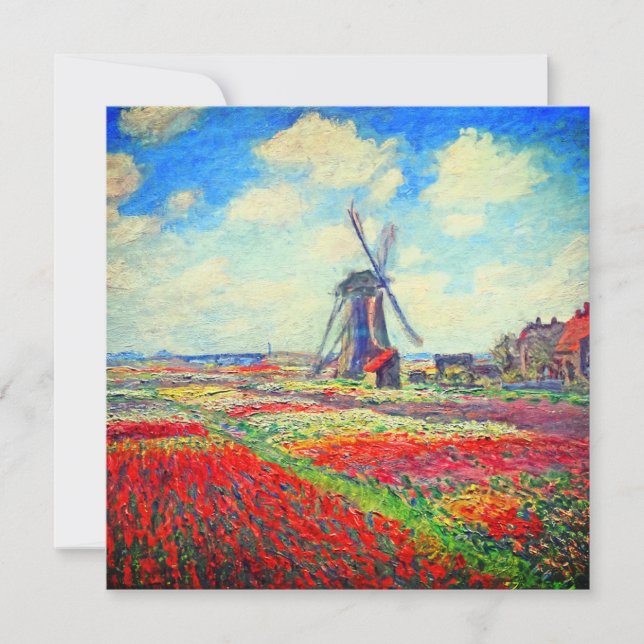 Convites Monet Tulips Windmill (Frente)
