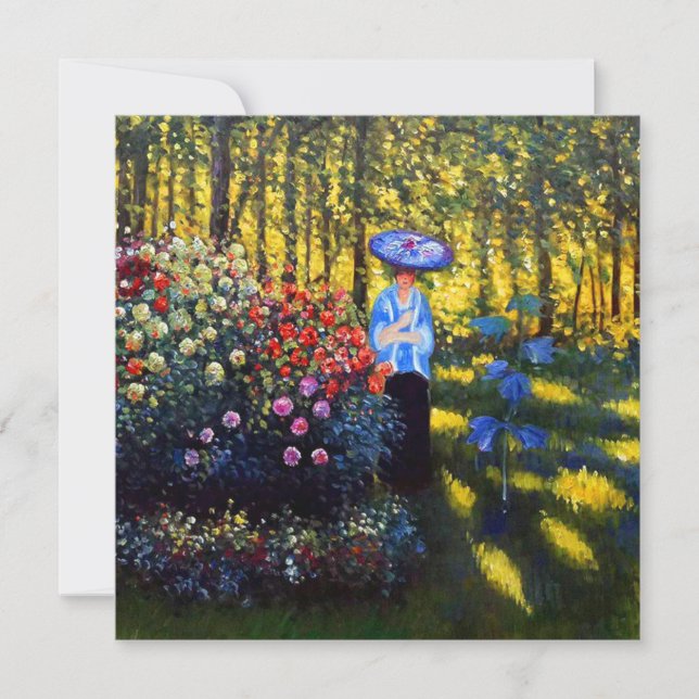 Convites Monet Woman com Parasol no Jardim (Frente)