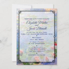 Convites Monet's Water Lily Art Wedding Invitation