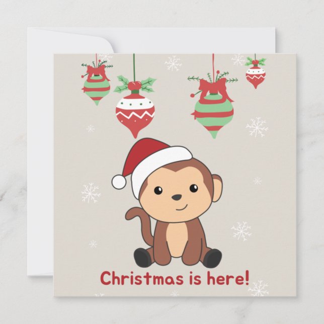 Convites Monkey Christmas Snow Winter Animal Mackeys Invit (Frente)