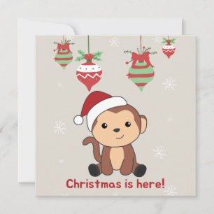 Convites Monkey Christmas Snow Winter Animals Monkeys Invit