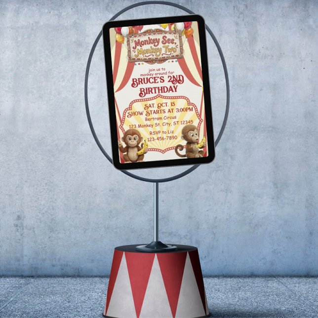 Convites Monkey See Monkey Two, Circus 2nd Birthday (Criador carregado)