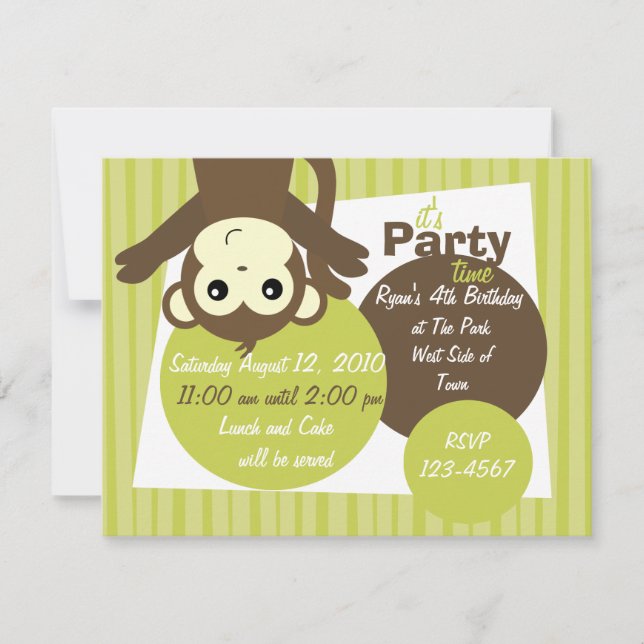 Convites Monkey-Side-Down (Frente)