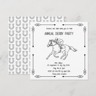 Convites Monochrome Sketch Annual Derby Party Invitation