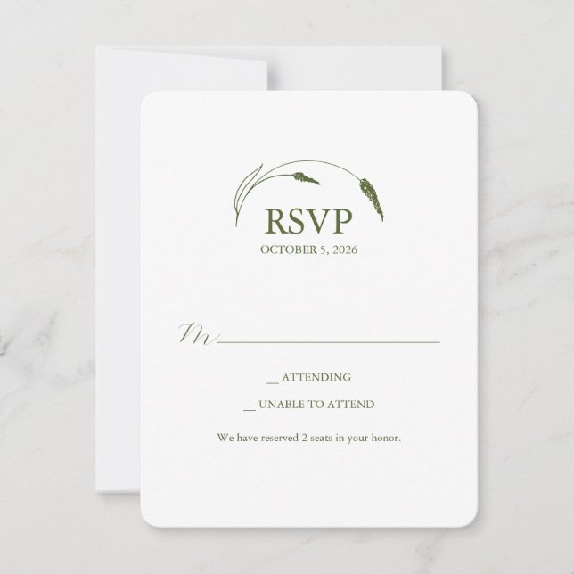 Convites Monogram Moss Green RSVP Card (Frente)