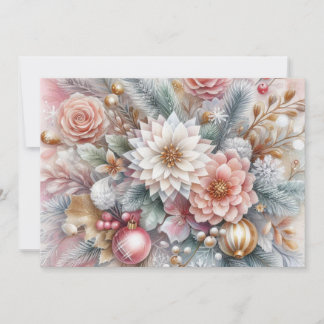 Convites Monogram name Christmas floral pastel watercolor