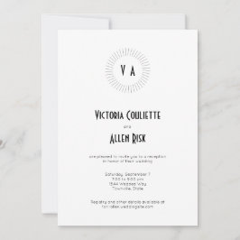 Convites Monograma Atemporal em Círculo Recepção Minimalist