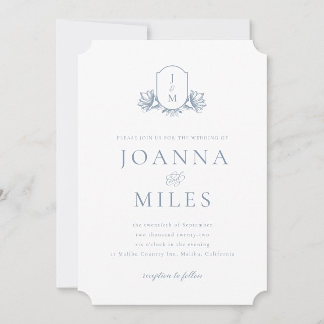 Convites Monograma Azul Pobre de Gato Botânico (Frente)