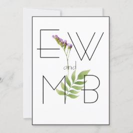 Convites Monograma Botânico Floral Elegante Casamento Simpl