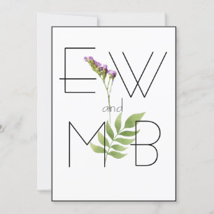 Convites Monograma Botânico Floral Elegante Casamento Simpl
