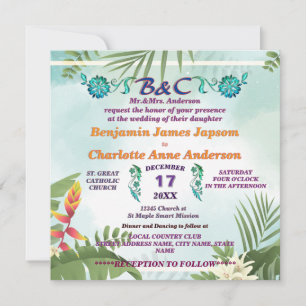 Convites Monograma Botânico Rústico Casamento Personalizado