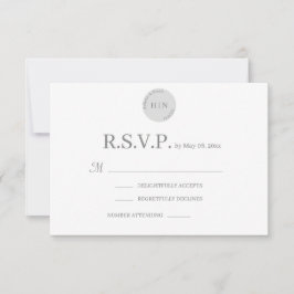 Convites Monograma Branco Cinza Moderno Minimalista RSVP de