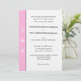Convites Monograma Branco Rosa Pastel Minimalista