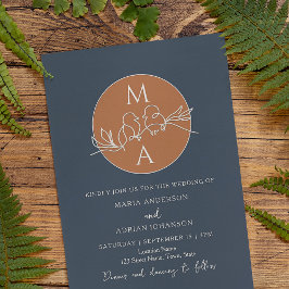 Convites Monograma Casamento Azul Marinho