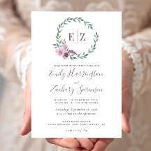 Monograma Casamento Floral Púrpura Púrpura