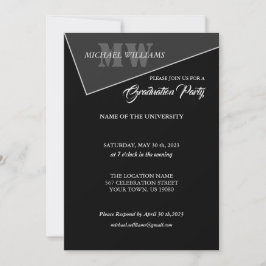 Convites Monograma Cinza Preto Artístico Moderno