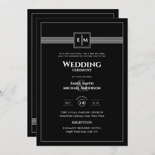 Convites Monograma clássico Casamento formal tudo em um pre