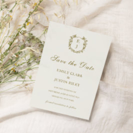Convites Monograma clássico de Ouro Salvar a Data Casamento