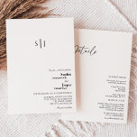 Convites Monograma Clássico Moderno Detalha Tudo Em Um Casa<br><div class="desc">Este monograma clássico moderno detalha tudo em um convite de casamento é perfeito para seu elegante casamento moderno. Esta design apresenta uma caligrafia simples preta em um fundo branco brilhante neutro para combinar com o seu casamento tradicional clássico ou o casamento de boho minimalista no primavera, verão, outono ou inverno....</div>