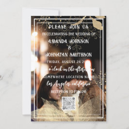 Convites Monograma Código QR de Foto Personalizado Preto Br