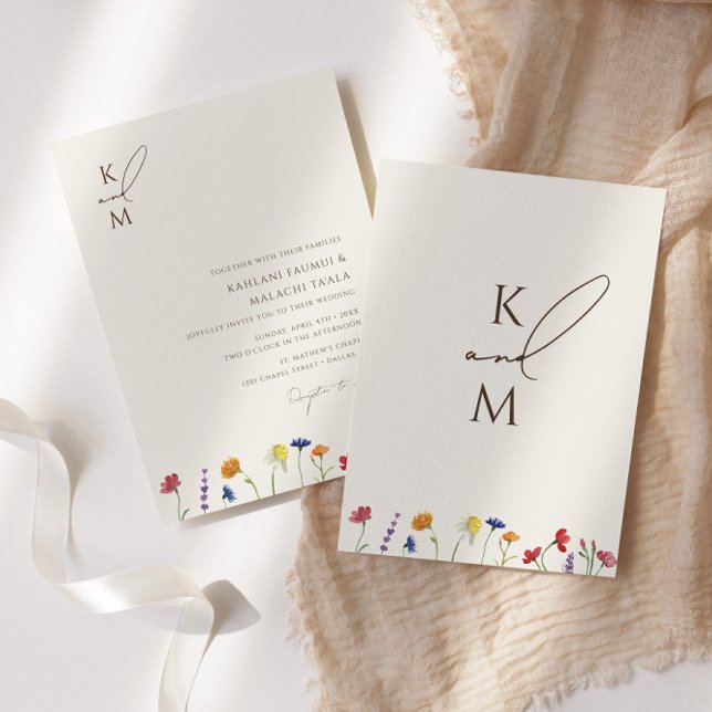 Convites Monograma Colorido Vibrante Casamento de Sangue de (Criador carregado)