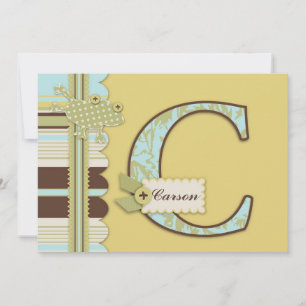 Convites Monograma com Chá de fraldas Sapo e Impressão