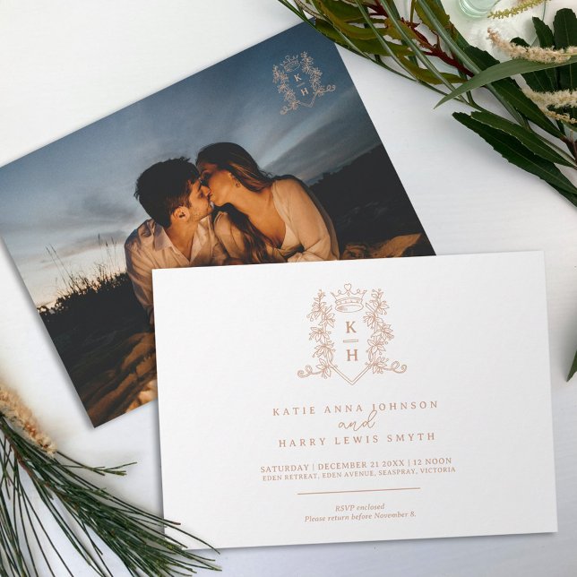 Convites Monograma com copa do coração rosa dourado (Criador carregado)