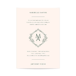Convites Monograma com Flores e Casamento Evergreen