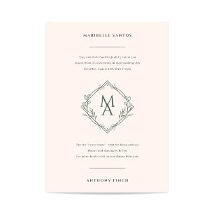 Convites Monograma com Flores e Casamento Evergreen