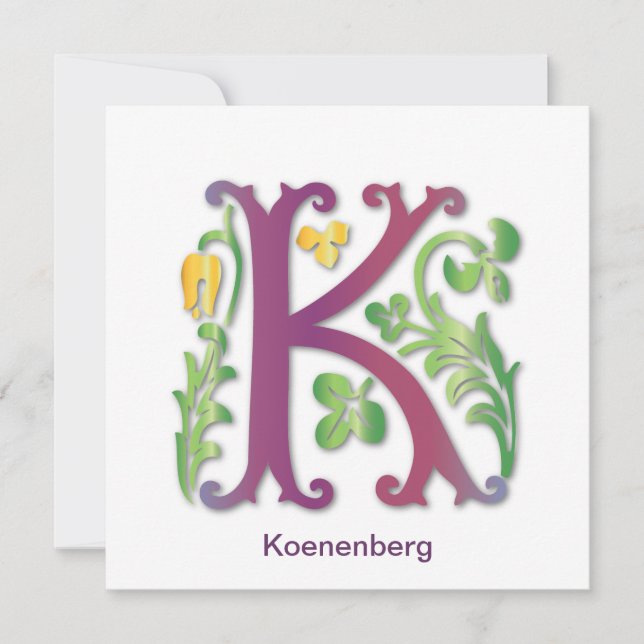 Convites Monograma da Letra K Fleur de lis (Frente)