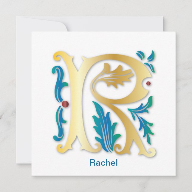 Convites Monograma da Letra R Flor de lis (Frente)