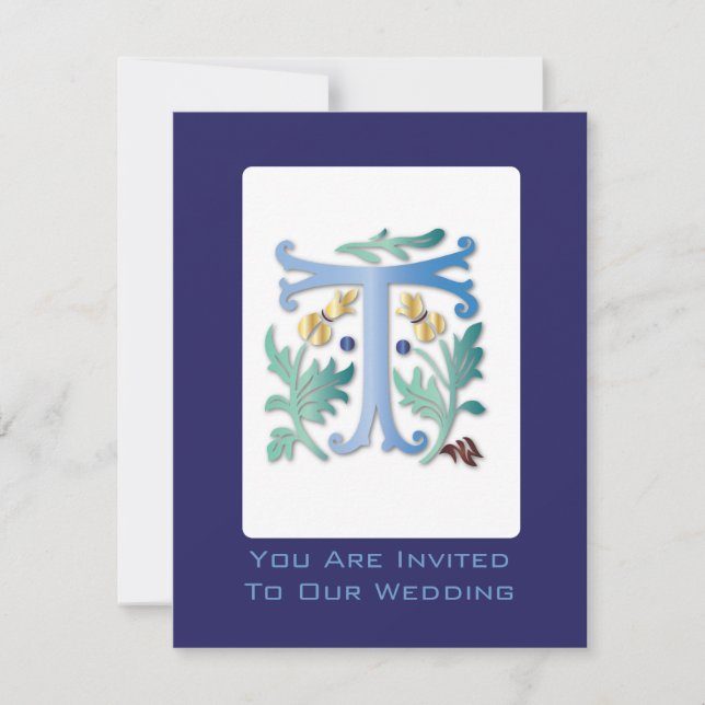 Convites Monograma da Letra T Fleur de lis (Frente)