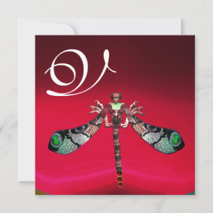 Convites MONOGRAMA da MULHER da LIBÉLULA, ouro vermelho de