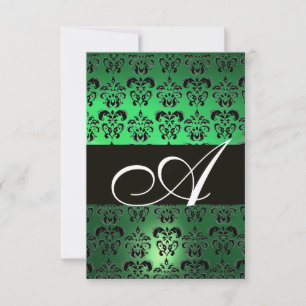 CONVITES MONOGRAMA DAMASCO PRETO VERDE BRANCO