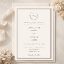Monograma de aranha de marfim simples casamento