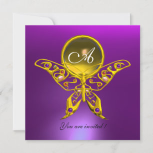 Convites MONOGRAMA DE BORBOLETA HIPER,topázio amarelo,roxo