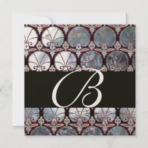 CONVITES MONOGRAMA DE CARNAÇÕES DE PÂNARL DAMASK