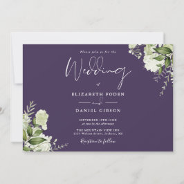Convites Monograma de Casamento Botânico Roxo