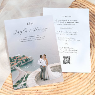 Convites Monograma de Casamento   Código QR de Foto Tudo em