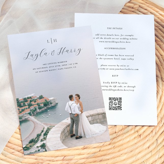 Convites Monograma de Casamento | Código QR de Foto Tudo em (Criador carregado)