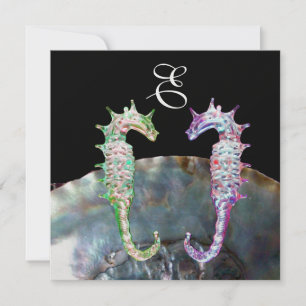 Convites MONOGRAMA DE CASAMENTO DAS PRAIAS, preto-branco-ro