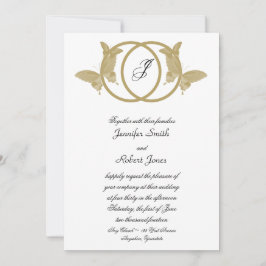 Convites Monograma de Casamento de Borboleta de Anel Duplo