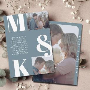 Convites Monograma de Casamento de Foto Minimalista Moderno