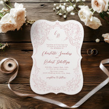 Monograma de casamento desenhado a mão em rosa vin