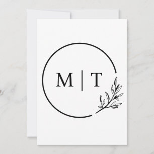 Convites Monograma de casamento elegante folhagens