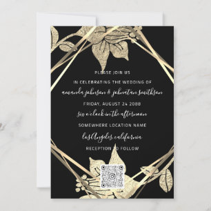 Convites Monograma de Casamento Florais Fraux Frame Dourado