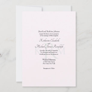 Convites Monograma de Casamento Formal Pais da Noiva Rosa I
