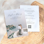 Convites Monograma de Casamento | Foto de código QR tudo em<br><div class="desc">Este simples e elegante design de convite de casamento mostra uma foto de cheio da sua escolha. A sobreposição de texto começa com suas duas iniciais, seguidas pelos seus nomes em letra chic sccript. Abaixo, sua data e o local são impressos em tipografia serif clássica. Cartões invertidos aos detalhes do...</div>